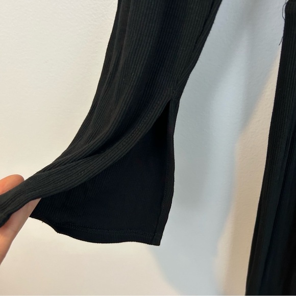 NWT LNA Kayla Black Ribbed Lace Up Long Sleeve Jumpsuit/Pantsuit Size 2X - Picture 7 of 11